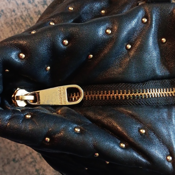 Badgley Mischka handbag black leather gold pearl - Picture 6 of 9